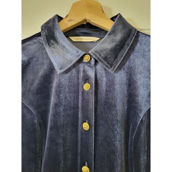Soft Surroundings Enchanted Velvet Shirt in Navy NWT - Picture 4 of 9